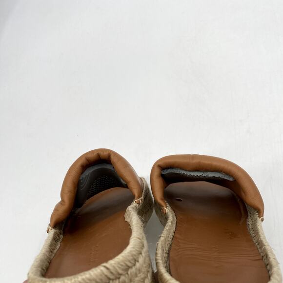 Vince Cognac Brown Jesse Leather Slip-On Platform Slide Espadrille Sandals - Picture 7 of 7